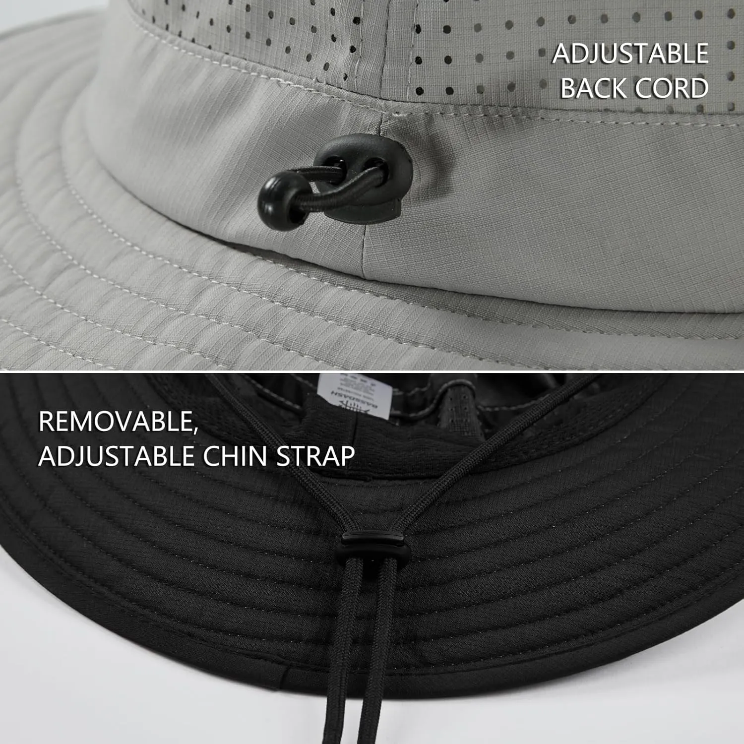 BASSDASH UPF 50  Water-Resistant Fishing Bucket Hat with Laser Perforated Mesh Adjustable for Men Women Outdoor Hiking