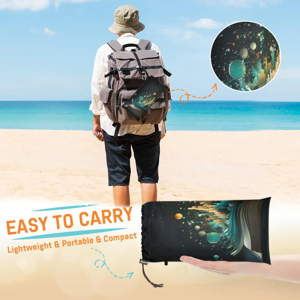 Beach Blanket, Colorful Books Sandproof Beach Mat, Waterproof Quick Drying Sand Free Mat with 4 x Ground Spikes for Outdoor Travel Camping Hiking, Books Theme 68 x 59 in