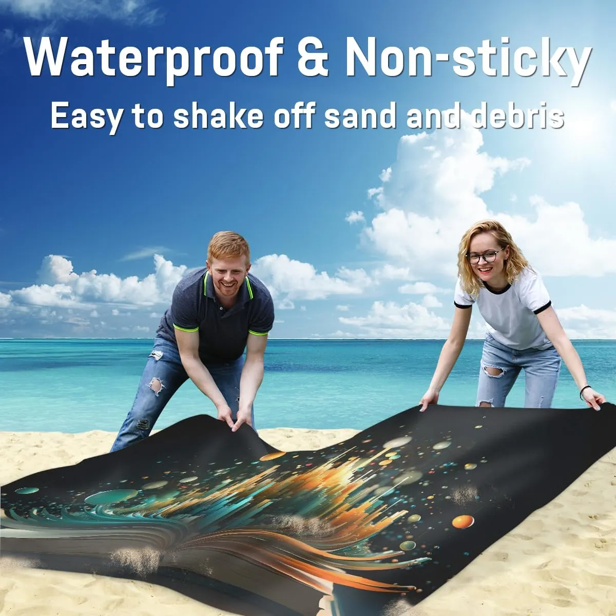 Beach Blanket, Colorful Books Sandproof Beach Mat, Waterproof Quick Drying Sand Free Mat with 4 x Ground Spikes for Outdoor Travel Camping Hiking, Books Theme 68 x 59 in