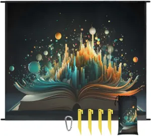Beach Blanket, Colorful Books Sandproof Beach Mat, Waterproof Quick Drying Sand Free Mat with 4 x Ground Spikes for Outdoor Travel Camping Hiking, Books Theme 68 x 59 in