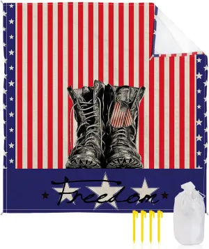 Beach Blanket, Independence Day Boots Stars On Stars And Stripes Freedom Beach Mat 83"x79" Large Picnic Blanket,Sandproof Waterproof Outdoor Beach Blankets for Travel Camping Hiking Beach Vacation