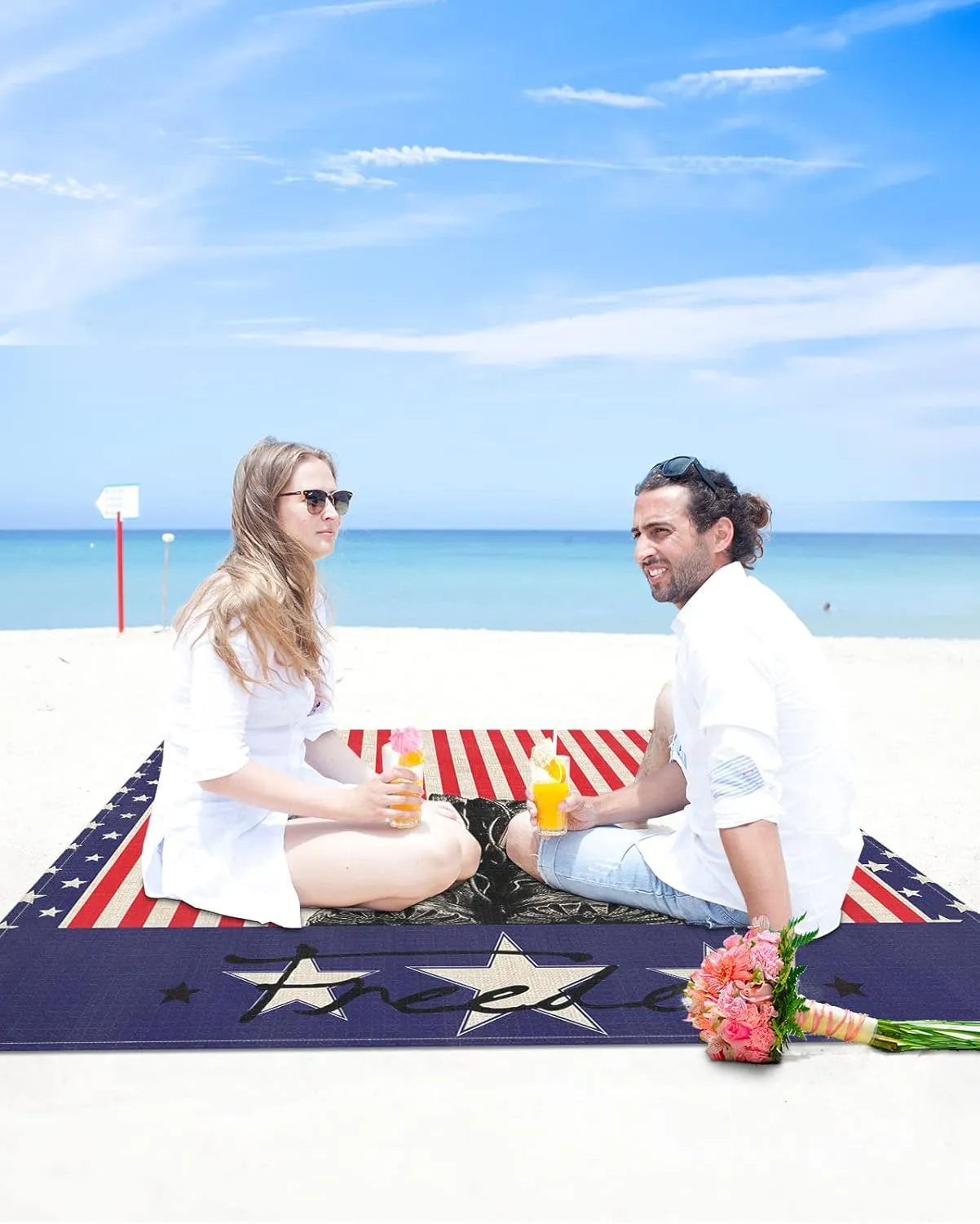 Beach Blanket, Independence Day Boots Stars On Stars And Stripes Freedom Beach Mat 83"x79" Large Picnic Blanket,Sandproof Waterproof Outdoor Beach Blankets for Travel Camping Hiking Beach Vacation