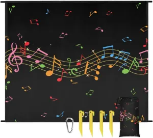 Beach Blanket, Music Note Sandproof Beach Mat, Waterproof Quick Drying Sand Free Mat with 4 x Ground Spikes for Outdoor Travel Camping Hiking, Colorful Music 68 x 59 in