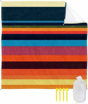 Beach Blanket Sandproof, 83"x79" Extra Large Beach Mat Waterproof Minimalism Red Orange Gradient Stripe Texture Oversized Outdoor Mat for Camping Park Travel Grass