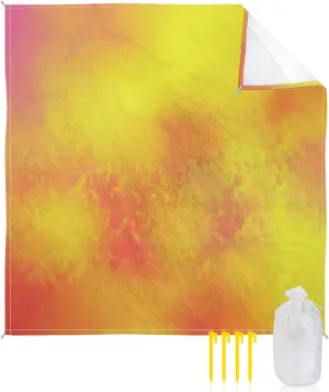 Beach Blanket Sandproof, Abstract Art Painting Watercolor Yellow Orange Ombre Waterproof Beach Mat Lightweight Quick Drying Picnic Blanket Beach Essentials for Travel Camping Hiking 118x108in