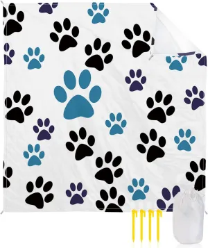 Beach Blanket Sandproof, Dog Paw Waterproof Beach Mat Lightweight Quick Drying Picnic Blanket Beach Essentials for Travel Camping Hiking 108x84in