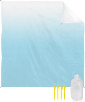 Beach Blanket Sandproof, Dreamy Blue and White Gradient Waterproof Beach Mat Lightweight Quick Drying Picnic Blanket Beach Essentials for Travel Camping Hiking 95x80in