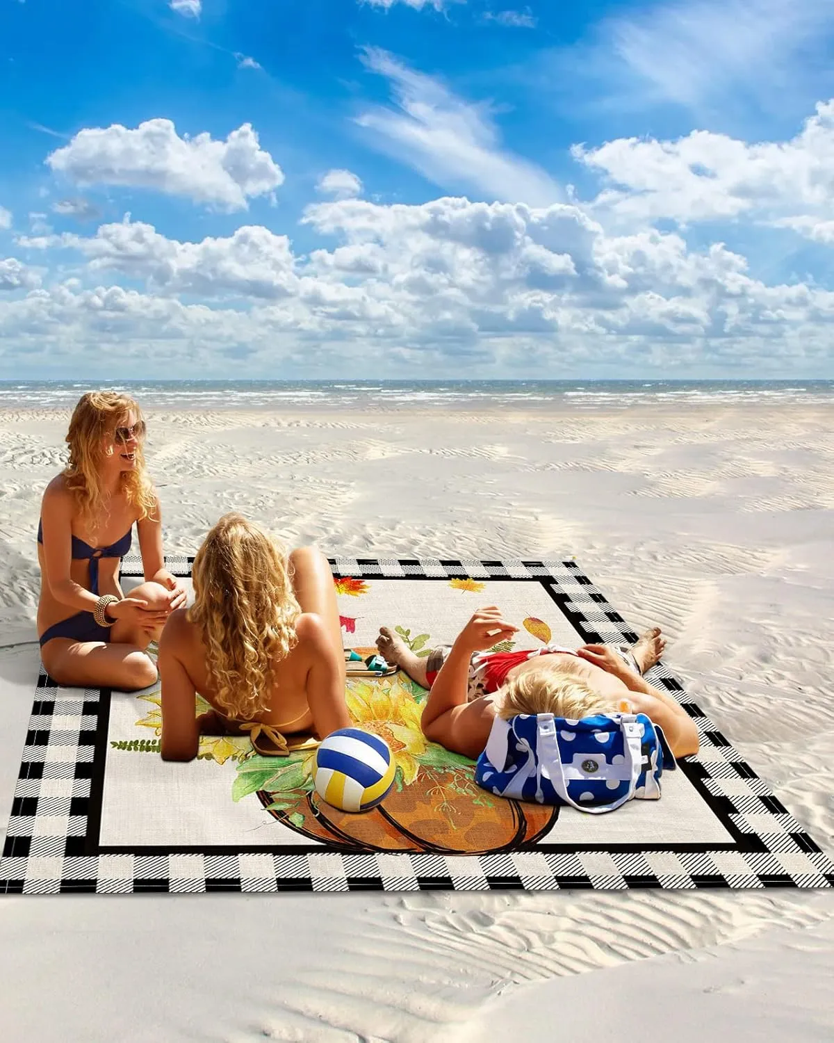 Beach Blanket Sandproof, Fall Autumn Waterproof Beach Mat Lightweight Quick Drying Picnic Blanket Beach Essentials for Travel Camping Hiking 83x79in