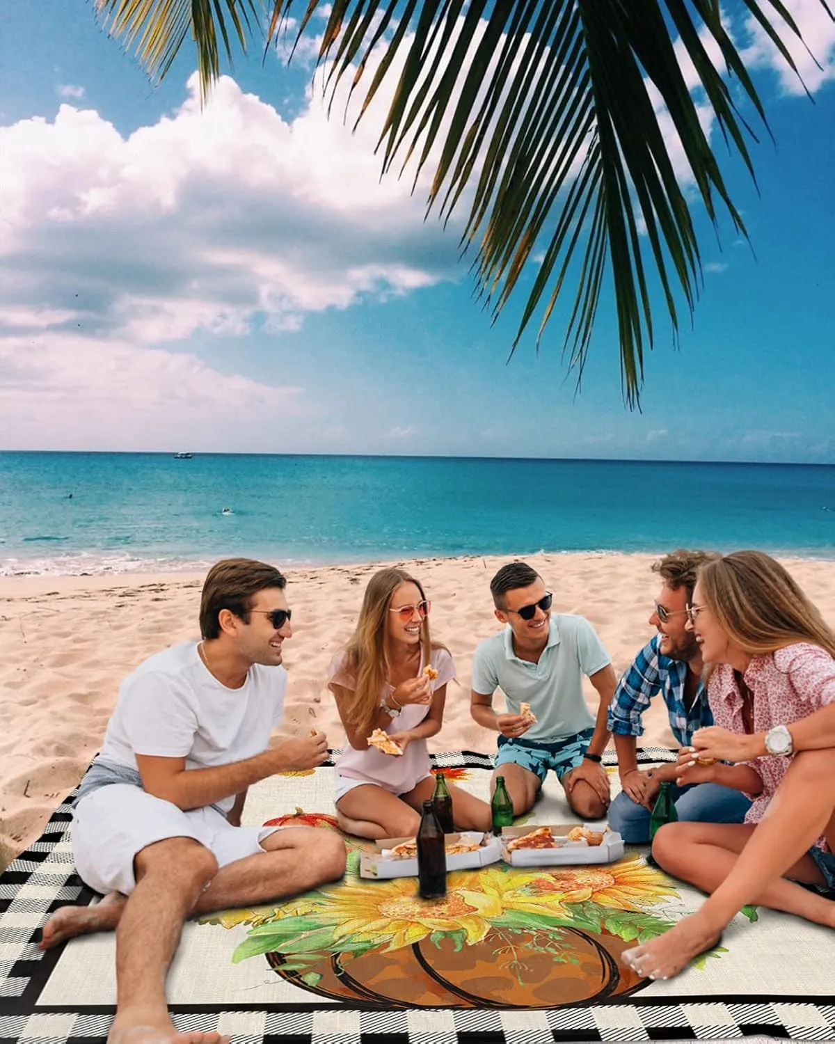 Beach Blanket Sandproof, Fall Autumn Waterproof Beach Mat Lightweight Quick Drying Picnic Blanket Beach Essentials for Travel Camping Hiking 83x79in