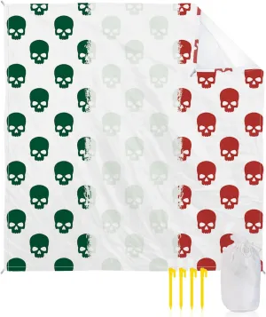 Beach Blanket Sandproof, Mexico Ethnic Mexico Flag Skull White Waterproof Beach Mat Lightweight Quick Drying Picnic Blanket Beach Essentials for Travel Camping Hiking 83x79in