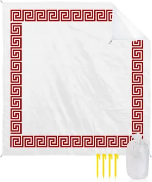 Beach Blanket Sandproof, Red Greece Key Pattern Waterproof Beach Mat Lightweight Quick Drying Picnic Blanket Beach Essentials for Travel Camping Hiking 118x108in