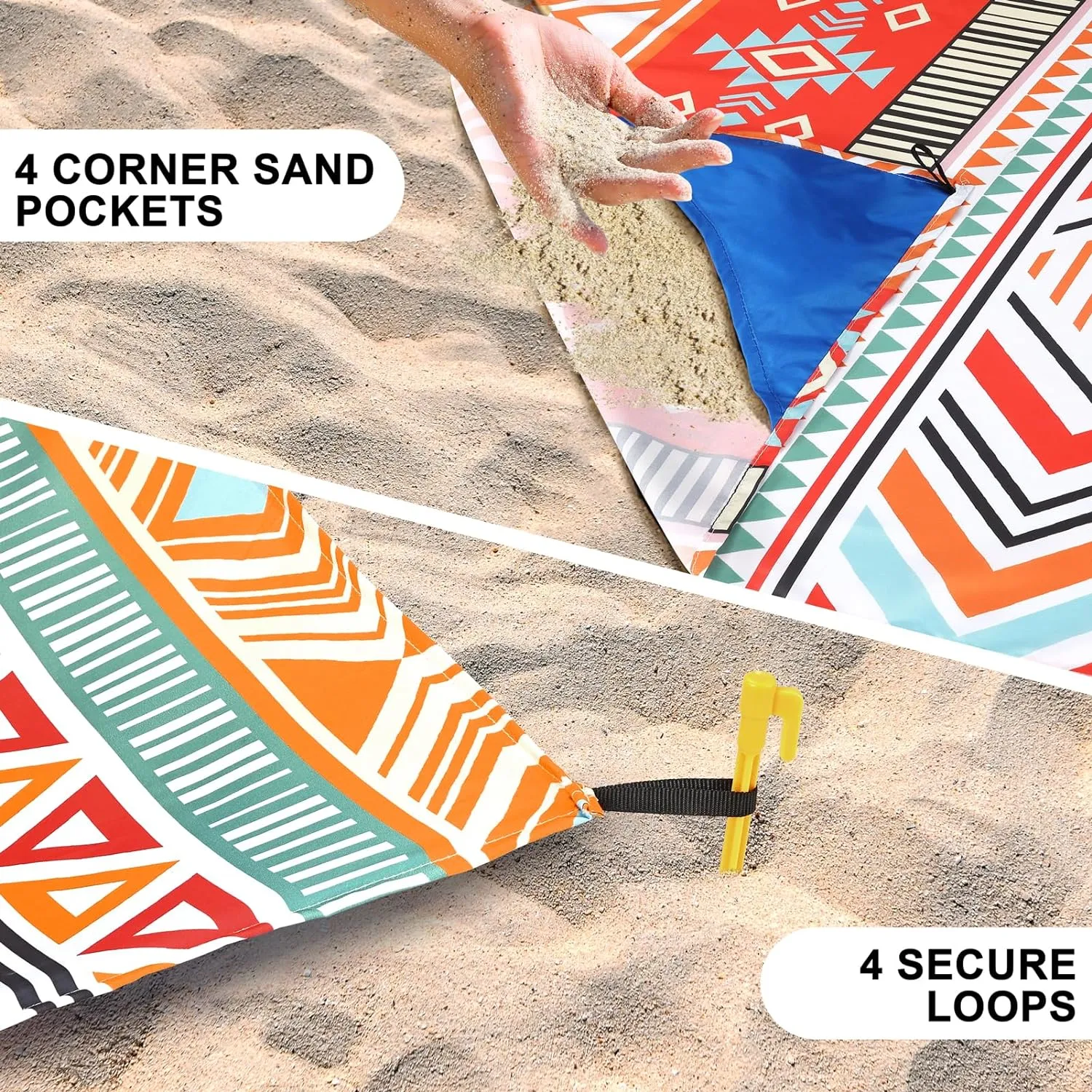 Beach Blanket Waterproof Sandproof Extra Large Beach Mat 79" X 83"/120"x108"for 1-8 Adults Quick Drying Durable Outdoor Picnic Mat for Beach Travel Camping Hiking