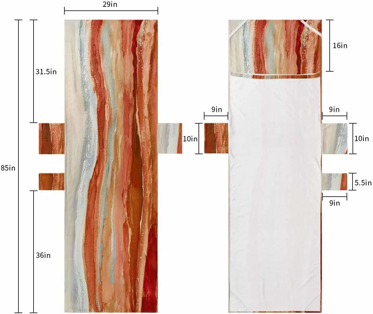 Beach Pool Patio Lounge Chaise Chair Cover Towel with Pockets,Abstract Orange Absorbent & Quick Dry Microfiber Towel Cover Bag Summer Travel Accessories Contemporary Seawave Striped Painting
