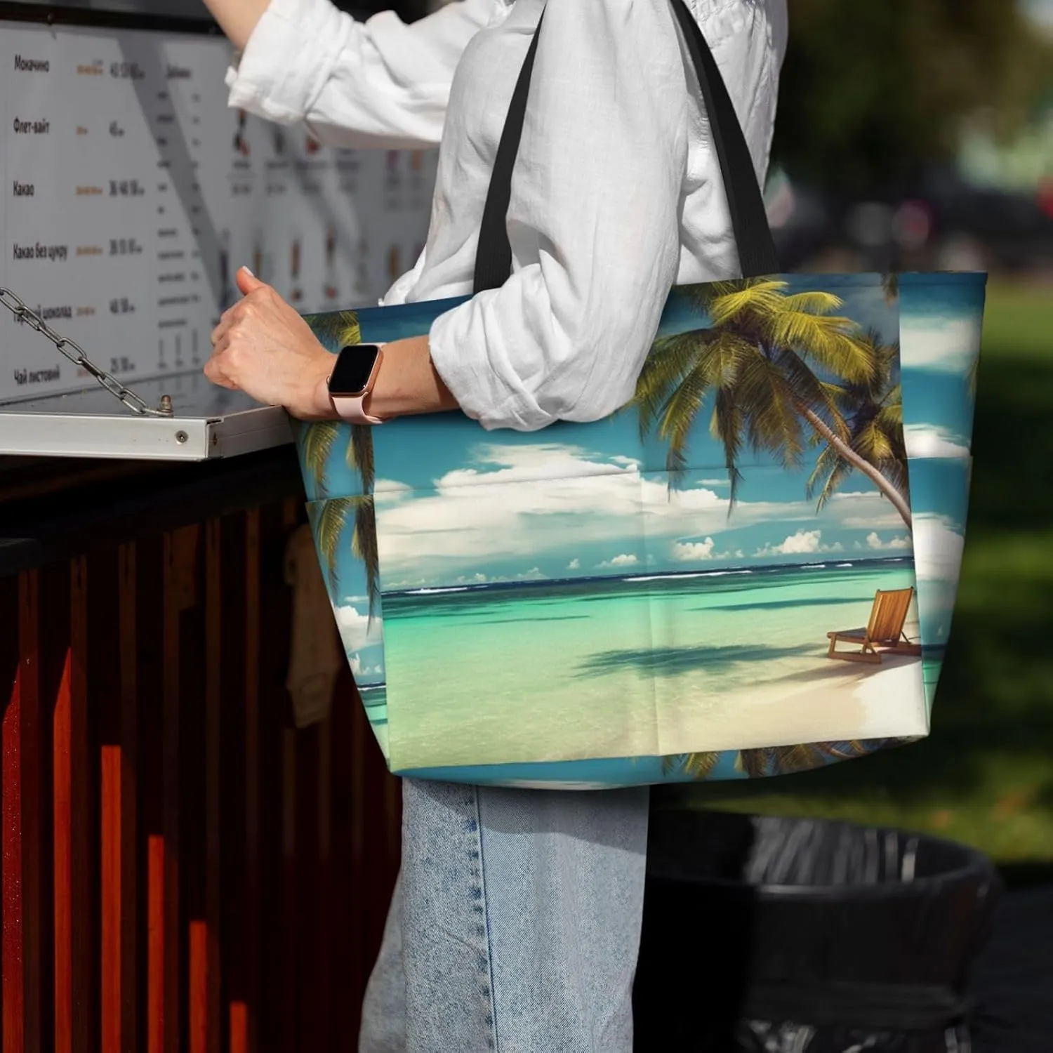 Beach Tote Bag for Women Oversized Travel Weekender Bags Vinyl Records Waterproof Pool Bag Beach Accessories