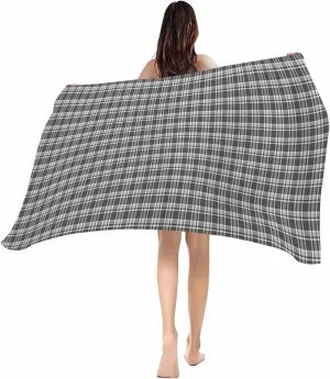 Beach Towel Black Grey Buffalo Plaid Bath Pool Towels Vintage Check Sand Free Blanket Quick Dry Lightweight Travel Blankets for Adults Gifts 30x60in