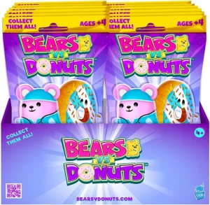 Bears vs Donuts™ - Fuchsia Asst D 12 Pack | 4" Bean-Filled Mystery Plushies |From the VS World!