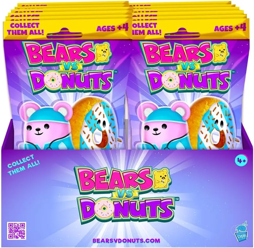 Bears vs Donuts™ - Fuchsia Asst D 12 Pack | 4" Bean-Filled Mystery Plushies |From the VS World!