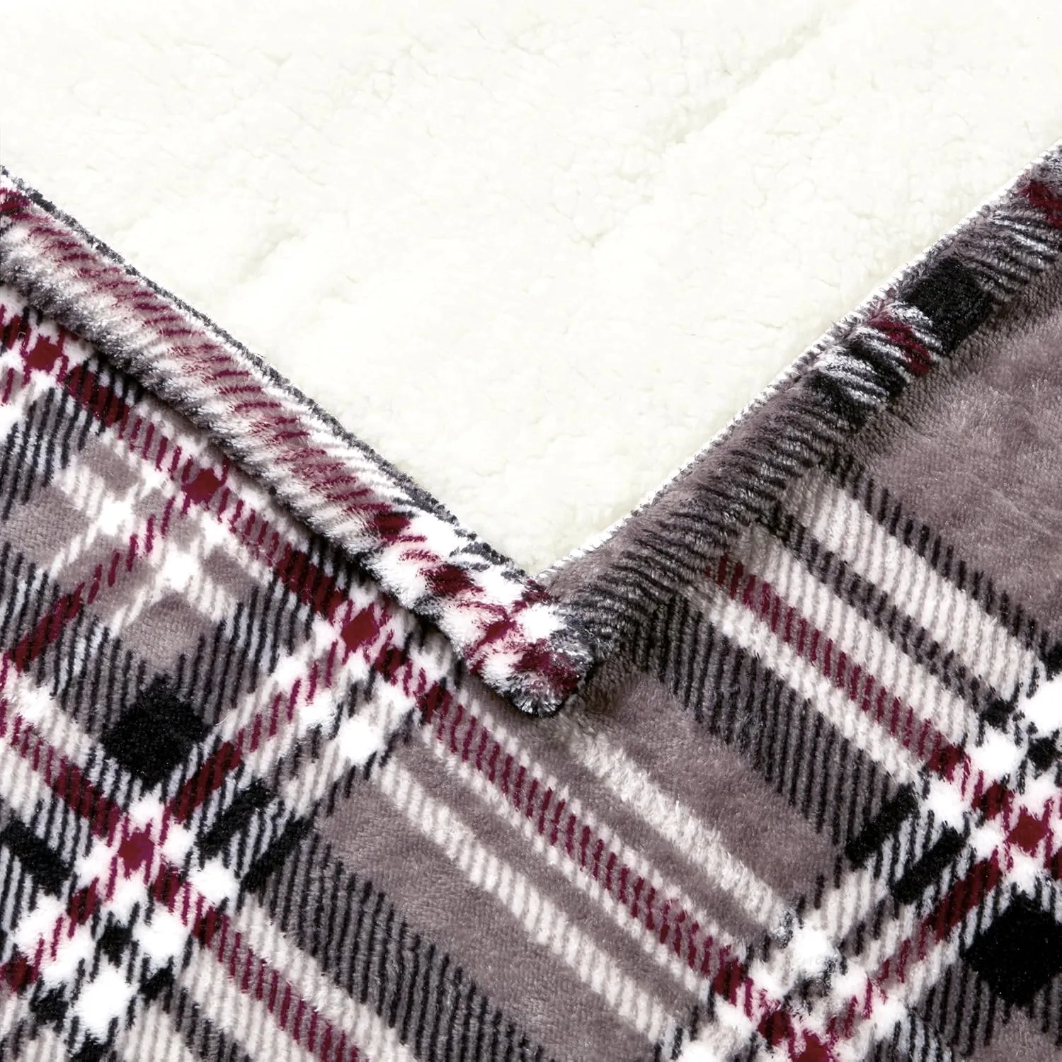 Beautyrest Ultra Soft Sherpa Berber Fleece Electric Poncho Wrap Blanket Heated Throw with Auto Shutoff, 50 in x 64 in, Grey Plaid