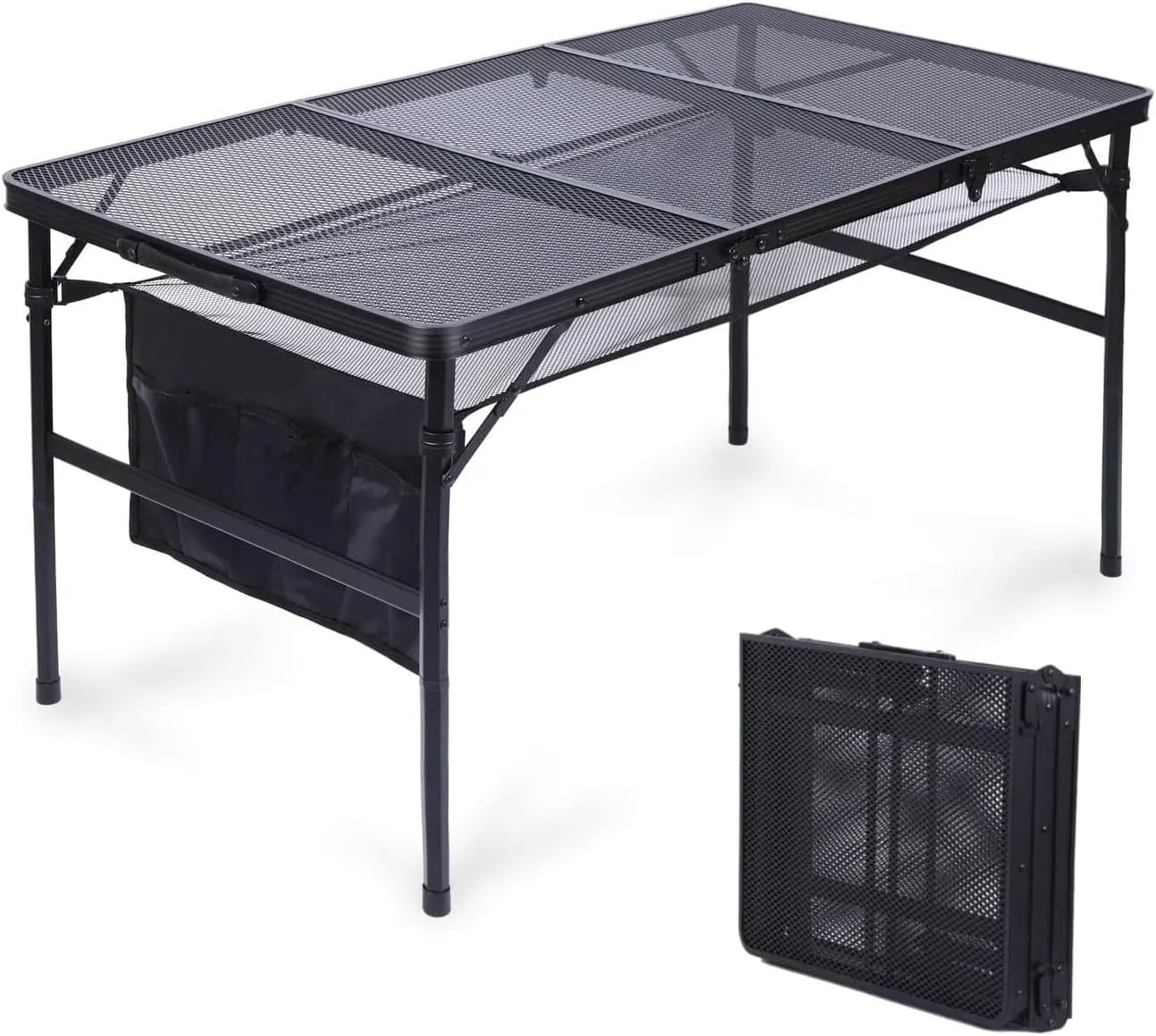 Bed Bath & Beyond Grill Table, Outdoor Table, Card Table, Portable Grill Table, Adjustable Heights Camping Table with Mesh Bag & Cup Holders - N/A 23.6" D x 47.2" W x