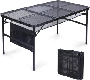 Bed Bath & Beyond Grill Table, Outdoor Table, Card Table, Portable Grill Table, Adjustable Heights Camping Table with Mesh Bag & Cup Holders - N/A 23.6" D x 47.2" W x