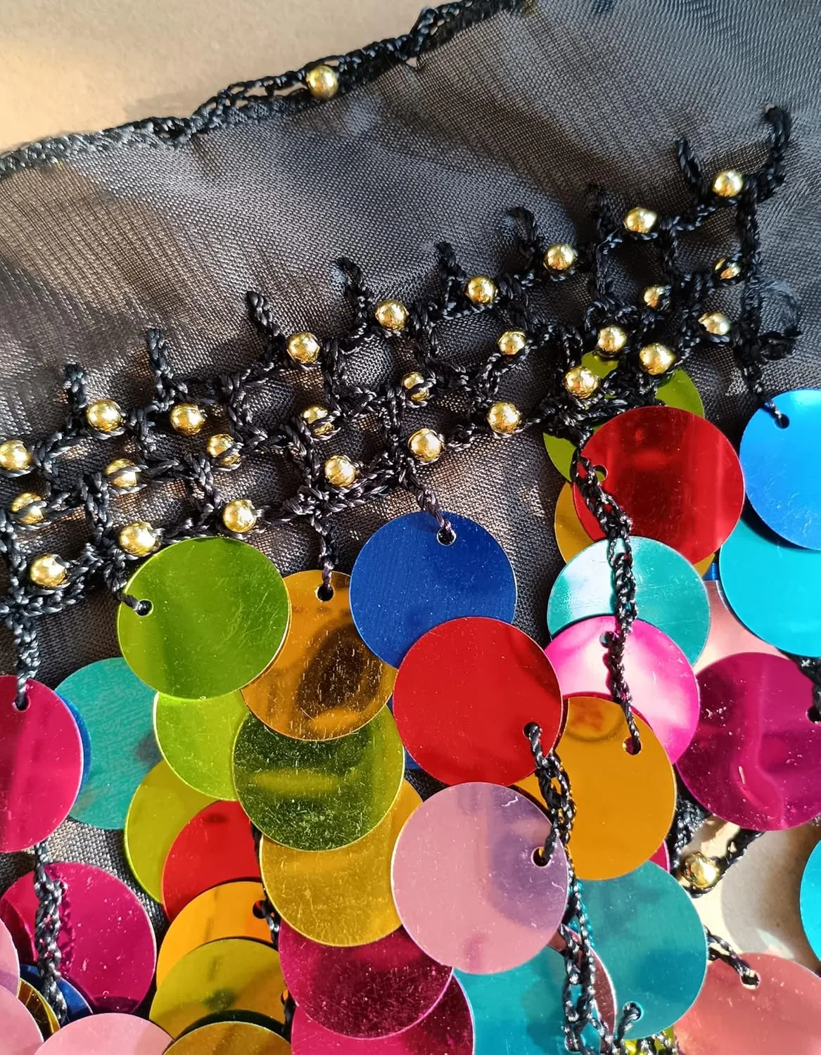 Belly Dance Color Sequin Film Gong Hip Scarf Skirt With Gold Coins For Women Belly Dancer Costume Chiffon