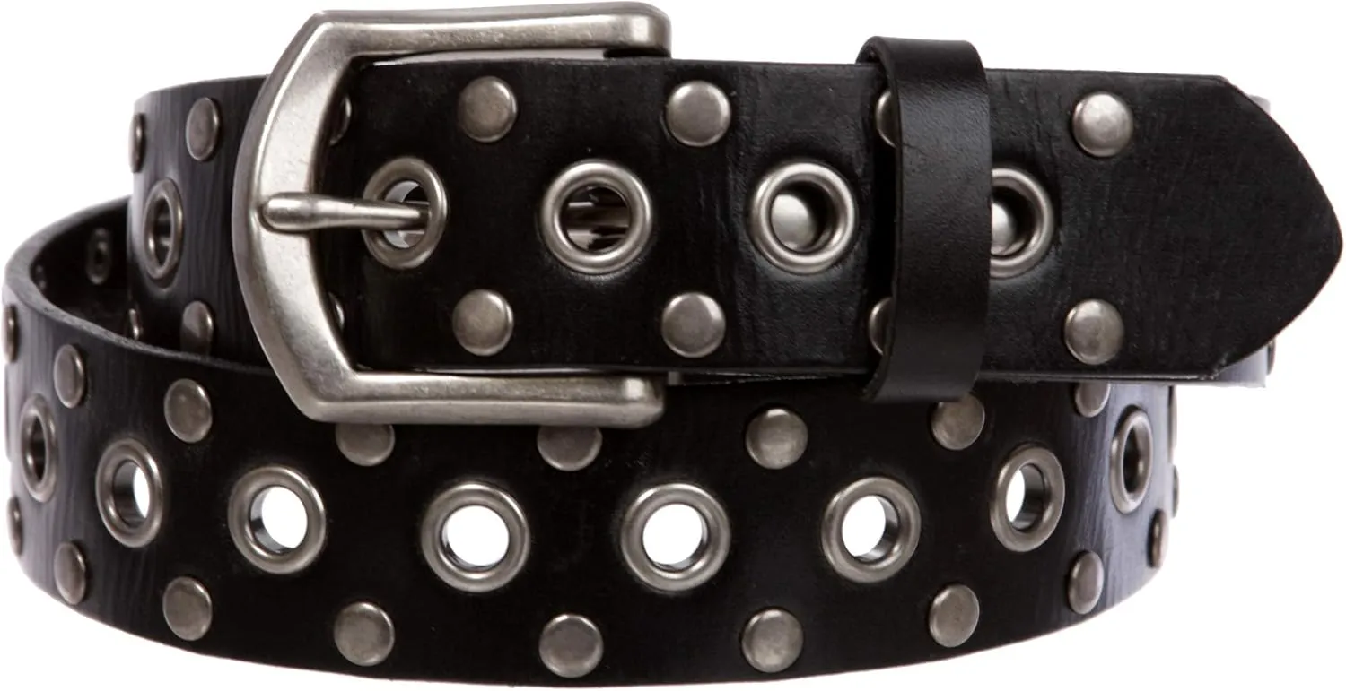 beltiscool Casual Riveted Studded Grommets & Studs Solid Leather Belt