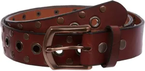 beltiscool Casual Riveted Studded Grommets & Studs Solid Leather Belt
