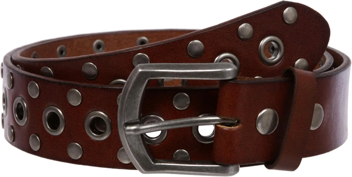 beltiscool Casual Riveted Studded Grommets & Studs Solid Leather Belt