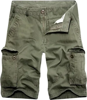 Big and Tall Cargo Shorts for Men 2023 Cotton Multi Pockets Tooling Shorts Classic Fit Buckle Zipper Work Shorts