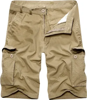 Big and Tall Cargo Shorts for Men 2023 Cotton Multi Pockets Tooling Shorts Classic Fit Buckle Zipper Work Shorts