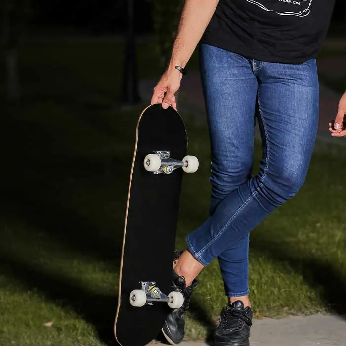 Black 31 inch Professional Skateboard With Grip Tape