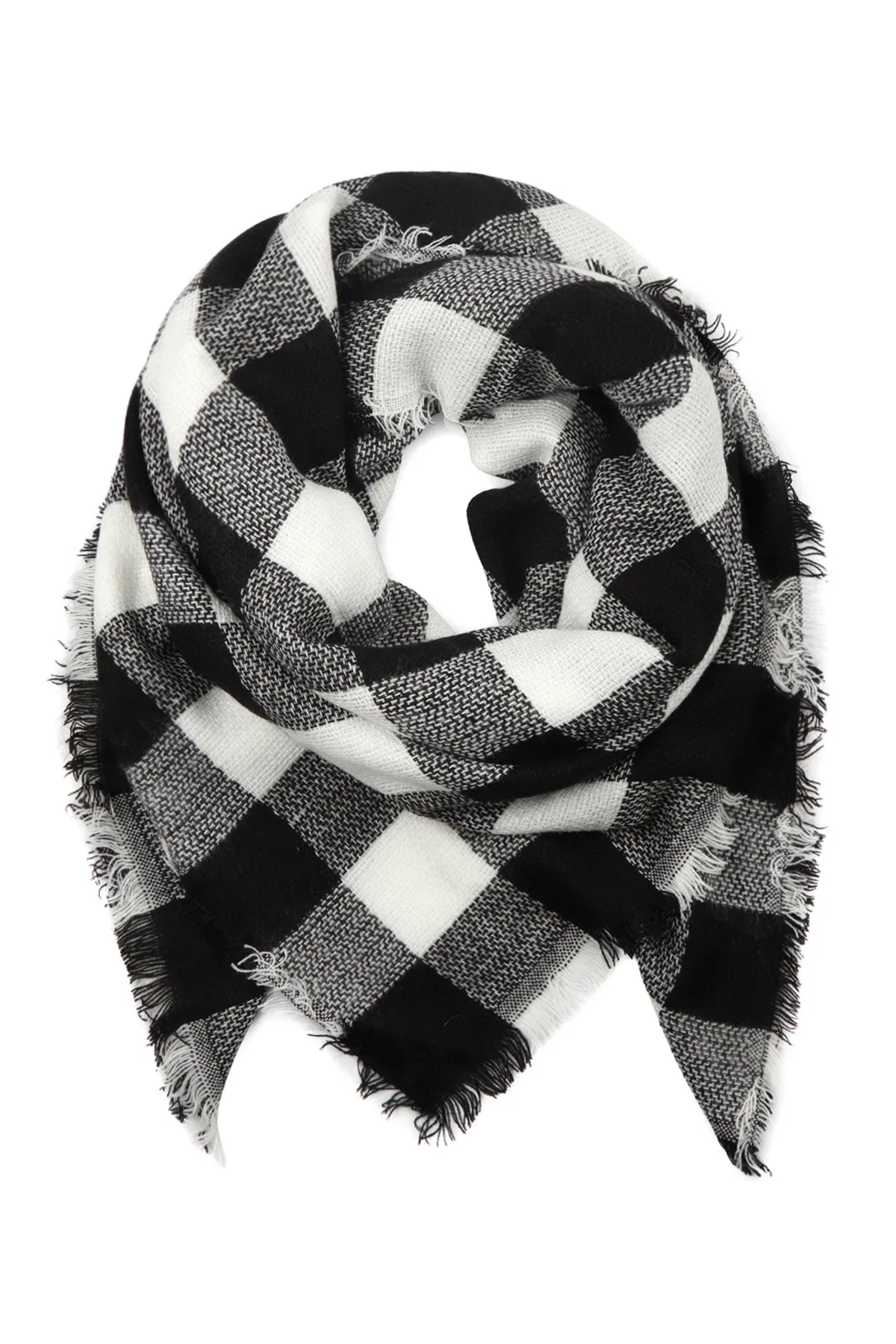 Black Buffalo plaid scarf