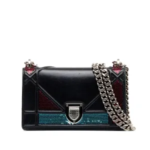 Black Dior Mini Diorama Sequin Flap Crossbody Bag