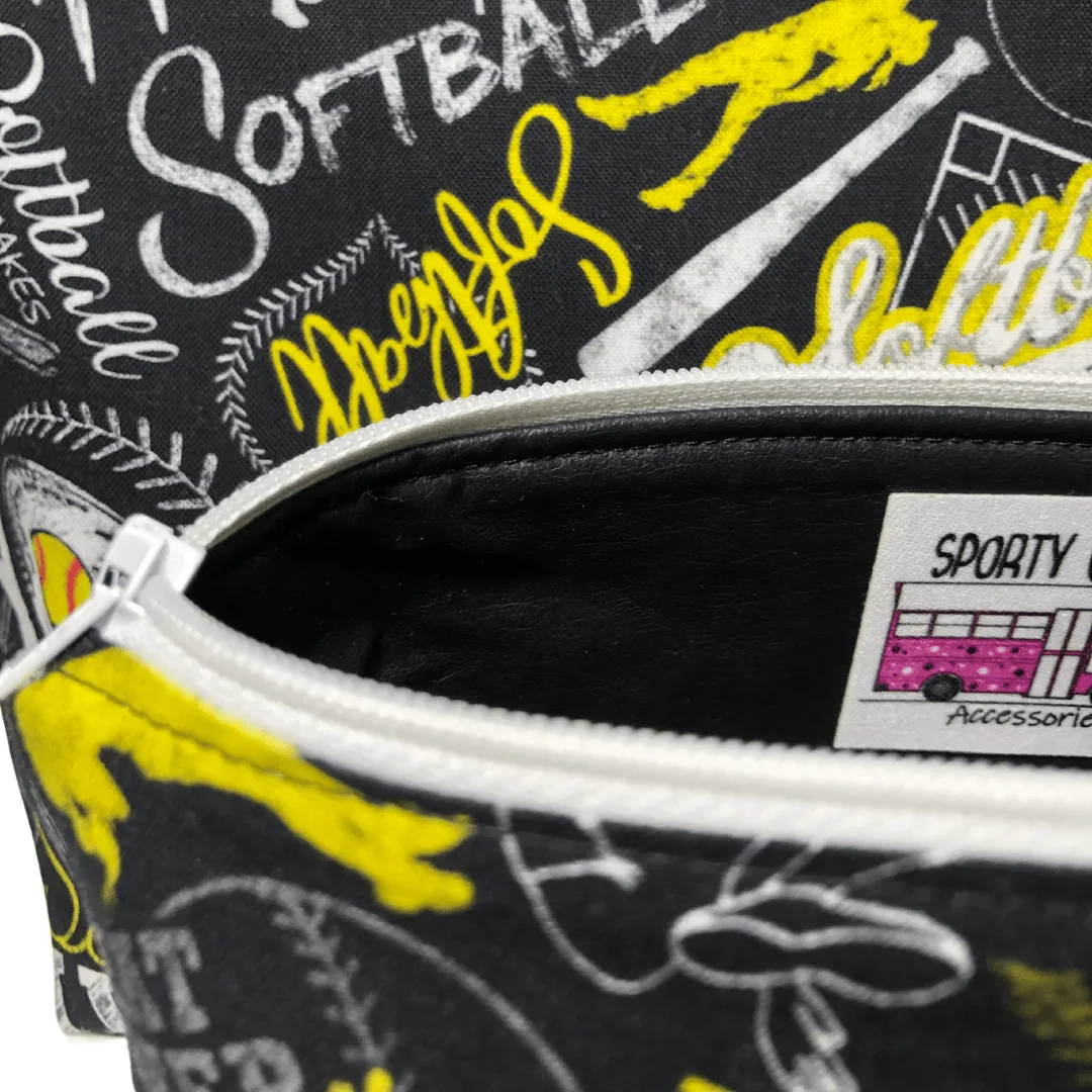 Black Softball Makeup Bags