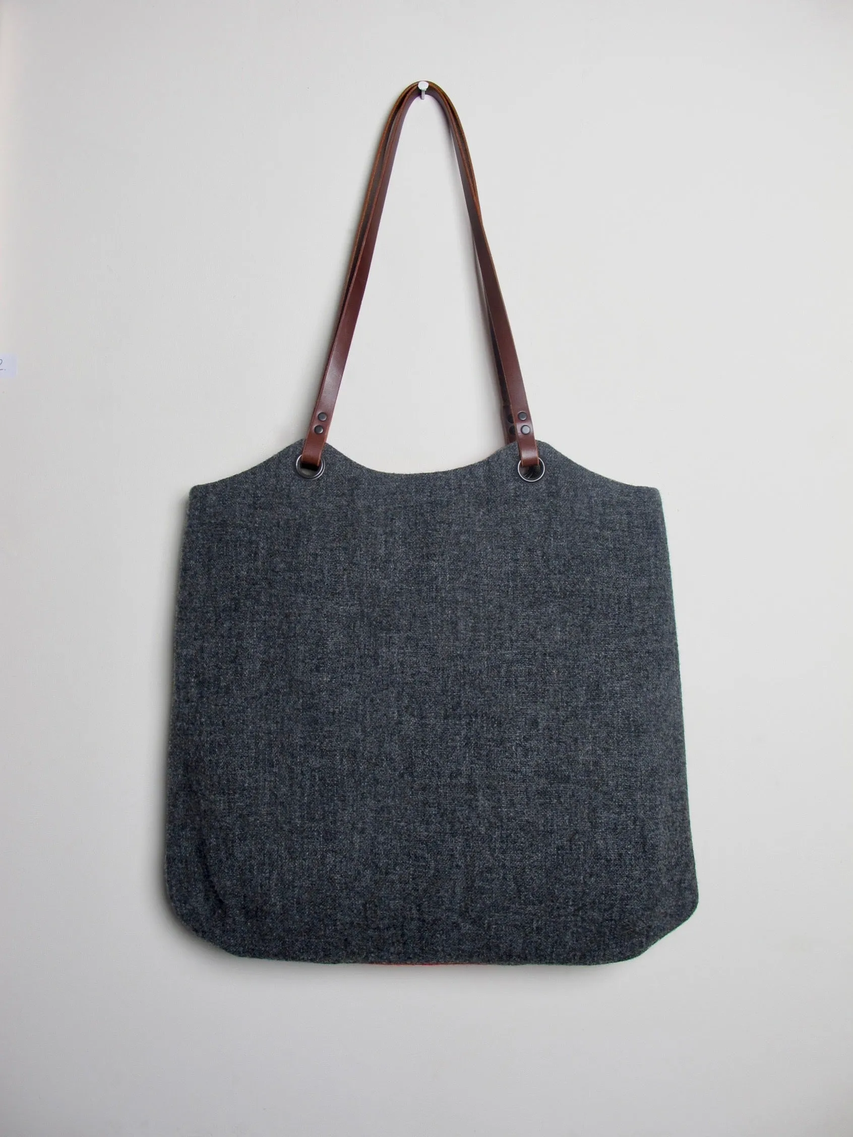 Blockwork Tote Bag - orange, straw, grey block I