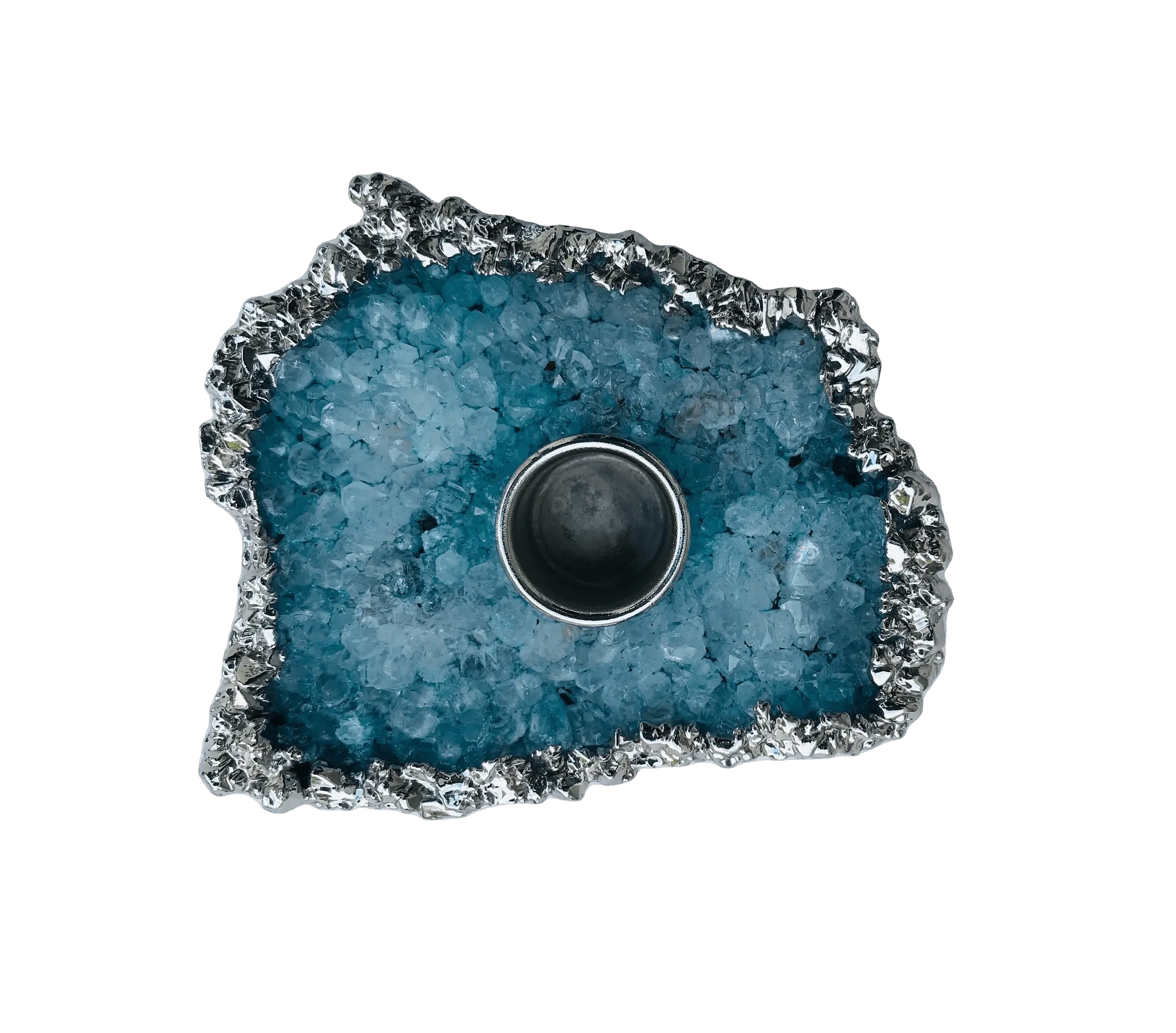 Blue Agate Gemstone Taper Candle Holder