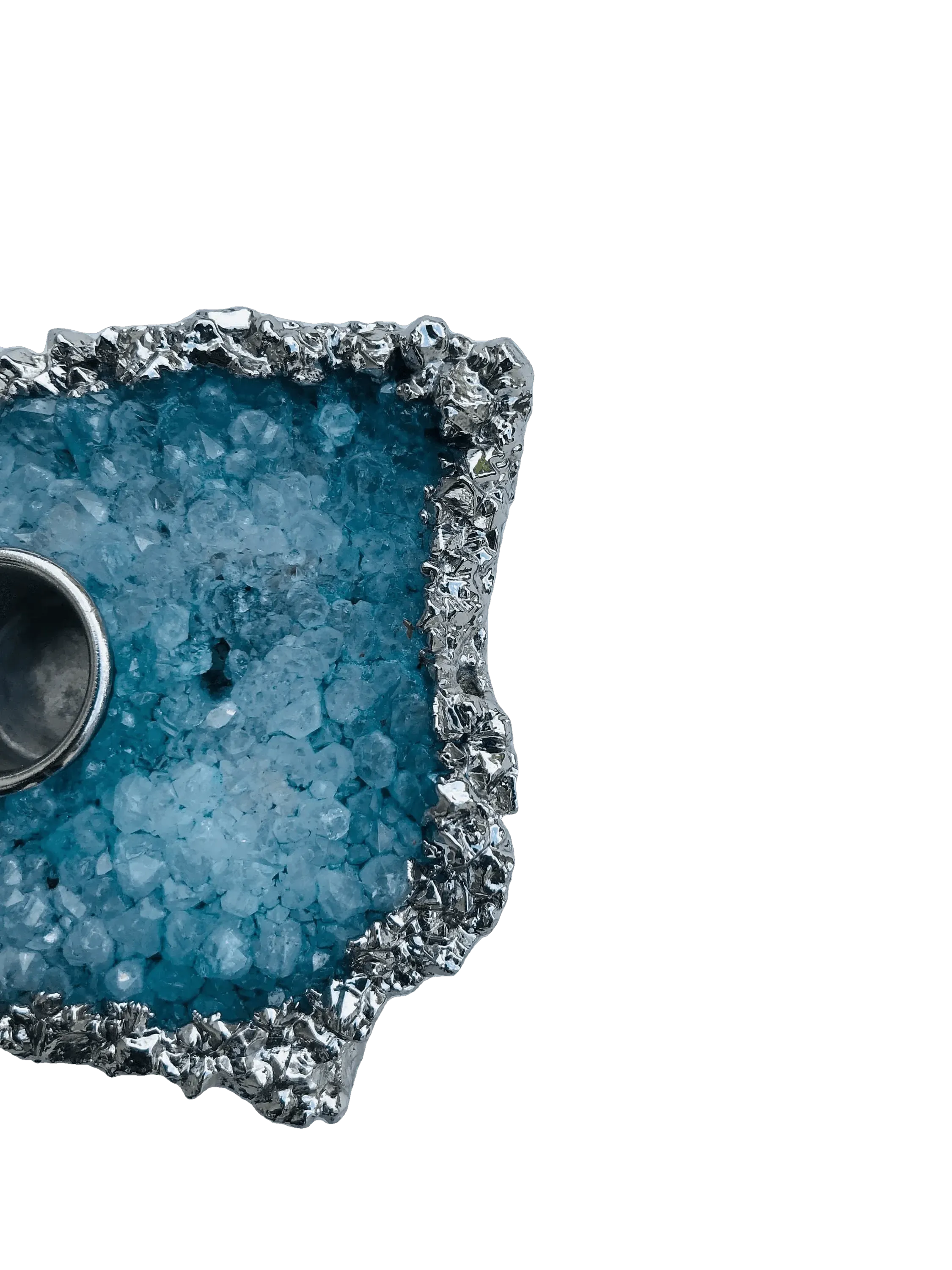 Blue Agate Gemstone Taper Candle Holder