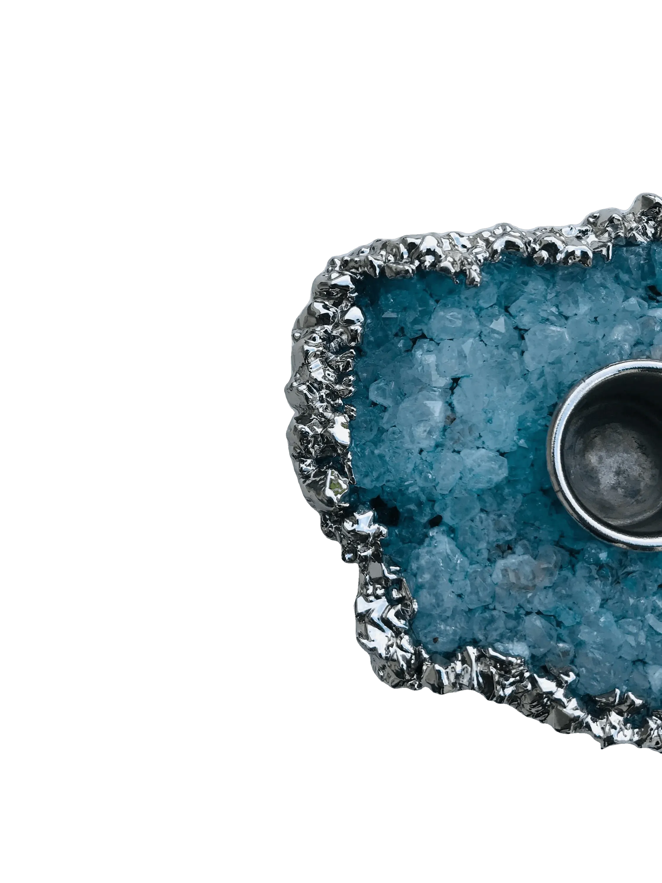 Blue Agate Gemstone Taper Candle Holder