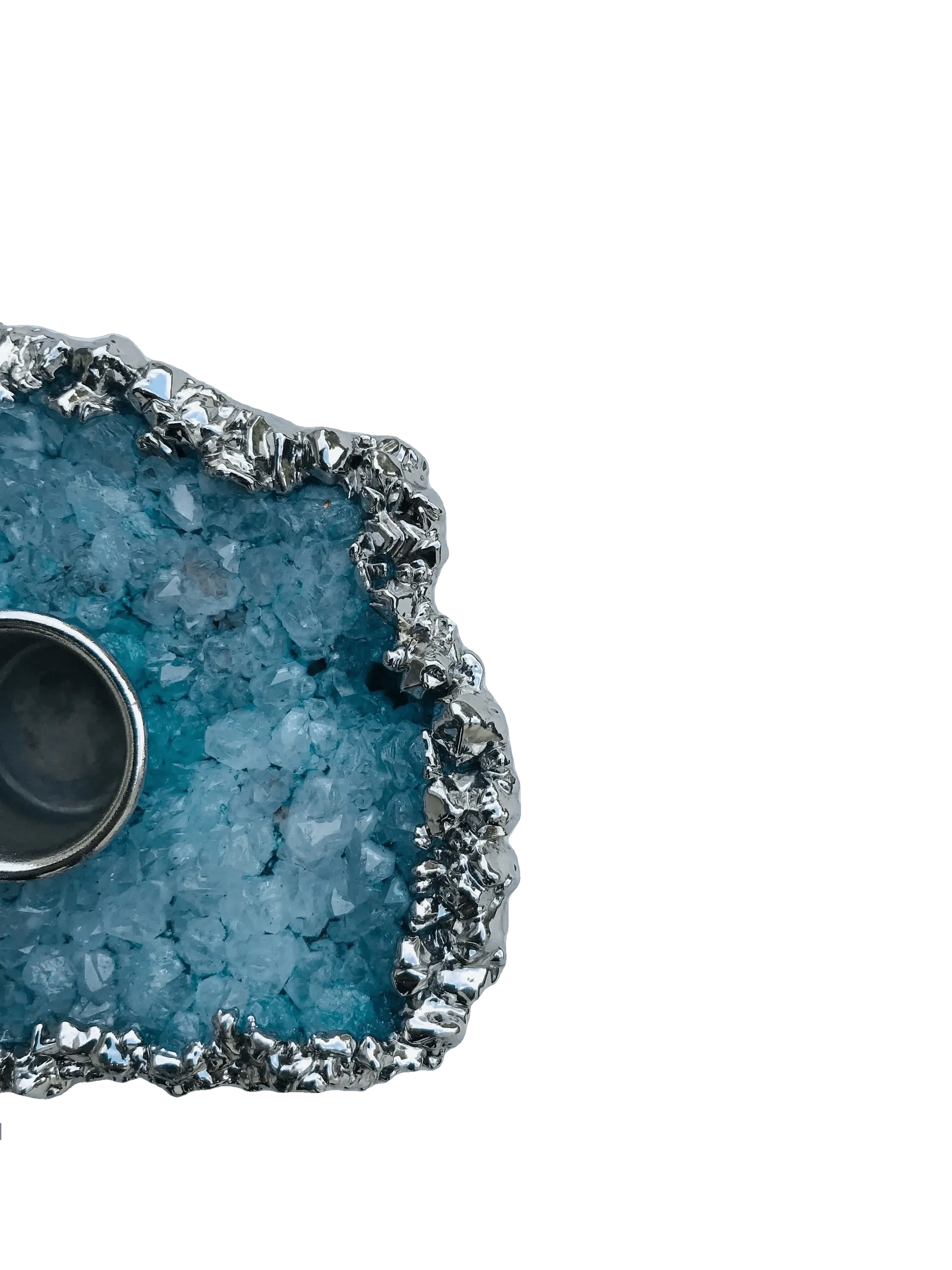 Blue Agate Gemstone Taper Candle Holder