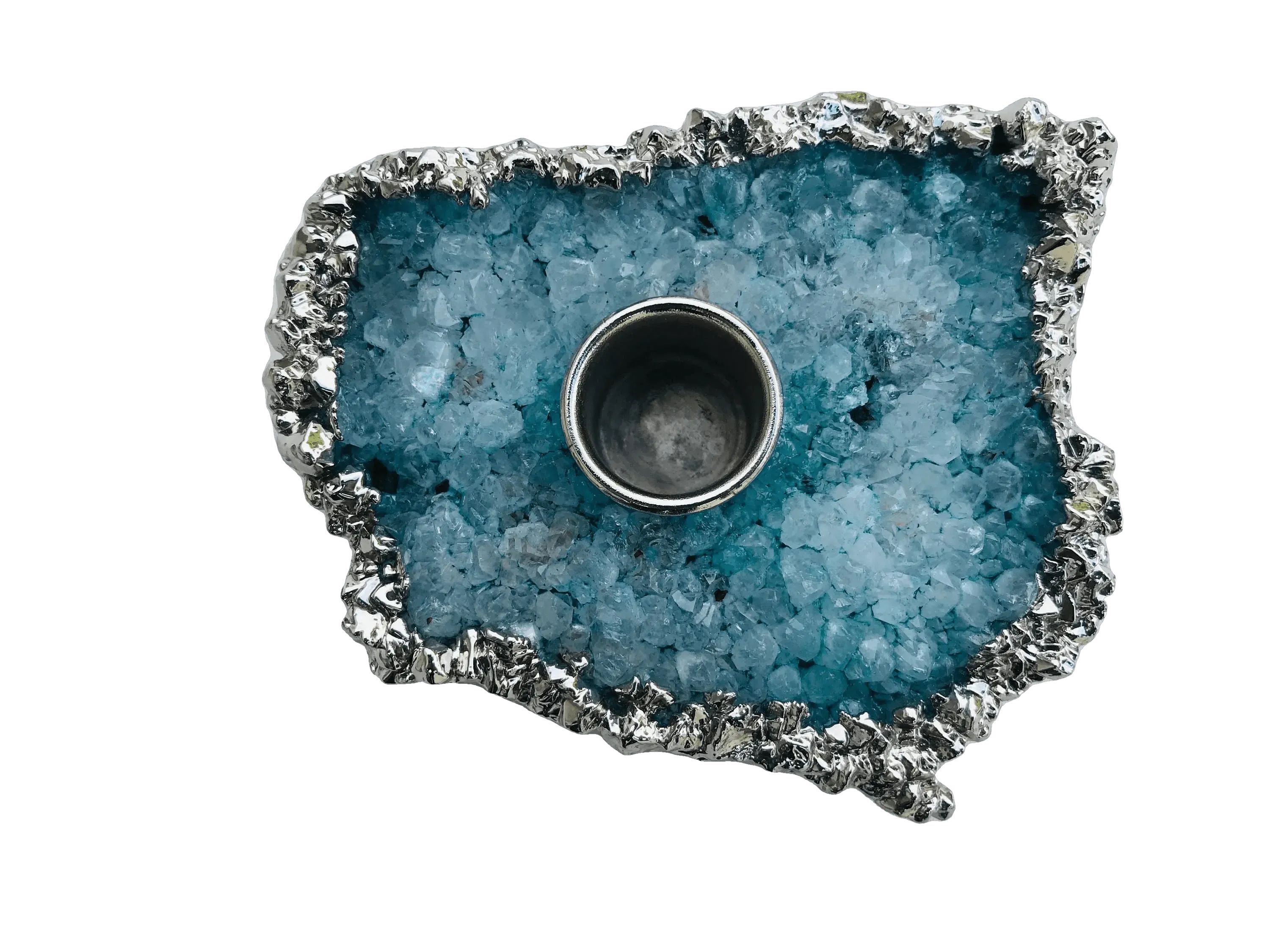 Blue Agate Gemstone Taper Candle Holder
