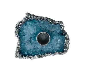 Blue Agate Gemstone Taper Candle Holder
