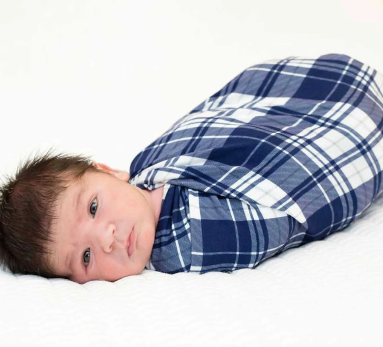 Blue Plaid Swaddle Blanket