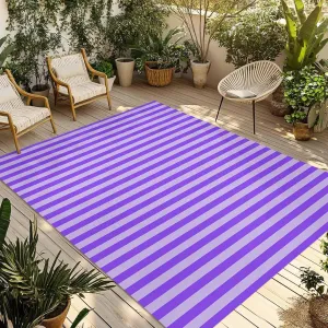 Blue Purple Outdoor Rug 5x8ft Large Patio Rug,Washable RV Camping Outside Area Runner Rug Mat,Geometric Vertical Striped Solid Rainbow Carpet for Picnic Backyard Deck Porch Balcony Beach & Indoor