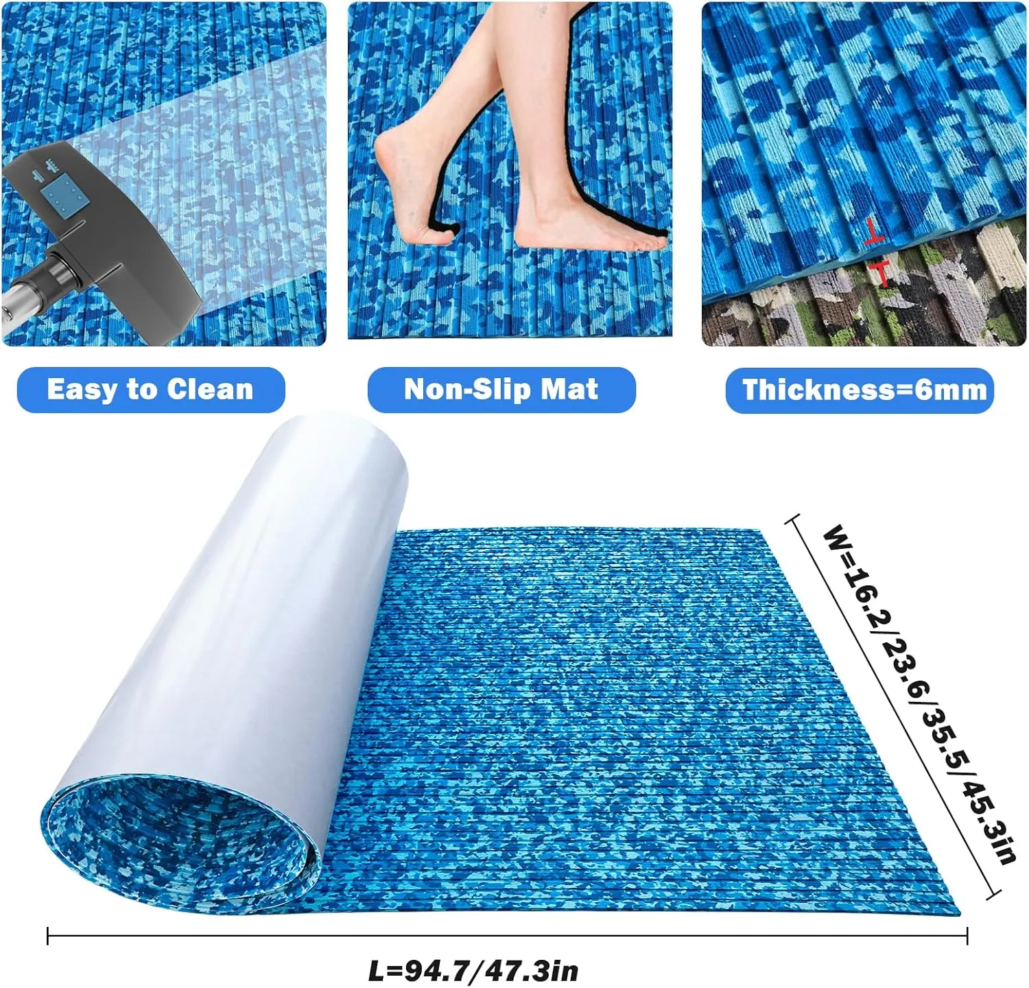 Boat Flooring EVA Foam Boat Decking Camo 94"x45"/35"/23" Non-Slip Boat Mat Self-Adhesive Foam Boat Deck Flooring Carpet Mat Rolls for Kayak Deck Boat Yacht Flooring Motorboat