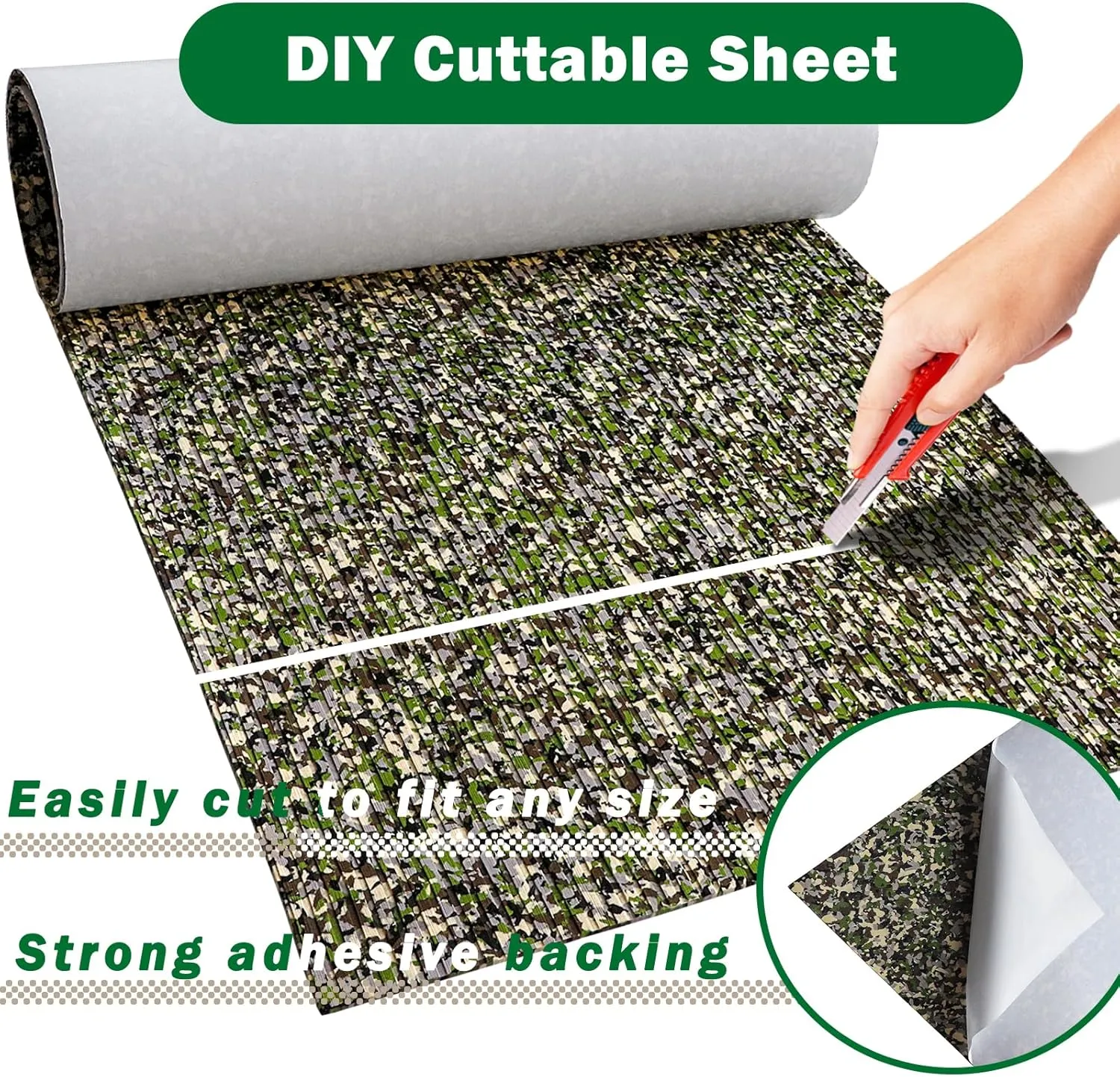 Boat Flooring EVA Foam Boat Decking Camo 94"x45"/35"/23" Non-Slip Boat Mat Self-Adhesive Foam Boat Deck Flooring Carpet Mat Rolls for Kayak Deck Boat Yacht Flooring Motorboat