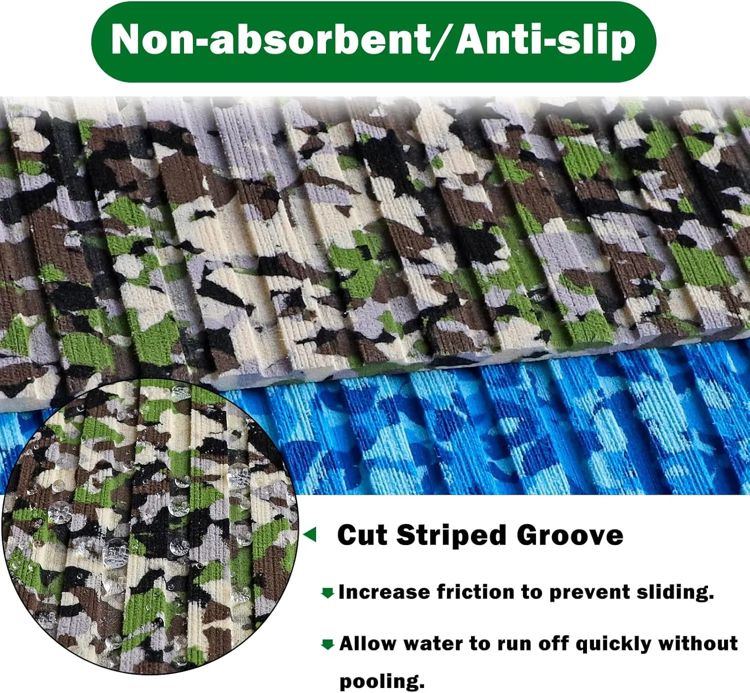 Boat Flooring EVA Foam Boat Decking Camo 94"x45"/35"/23" Non-Slip Boat Mat Self-Adhesive Foam Boat Deck Flooring Carpet Mat Rolls for Kayak Deck Boat Yacht Flooring Motorboat