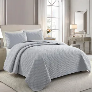 Bonlino Barley Bedding Quilt Set Bedspread - Lightweight Quilt Set Summer Farmhouse Modern Boho Style Striped Bedspread Coverlet with 2 Pillow Shams for Home Bedroom All Season (Grey, King)