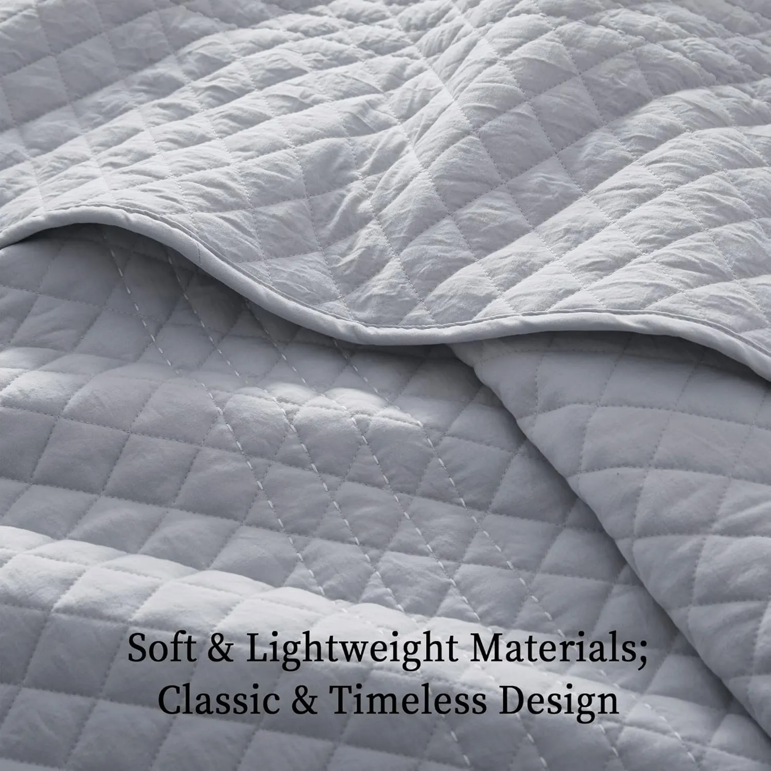 Bonlino Barley Bedding Quilt Set Bedspread - Lightweight Quilt Set Summer Farmhouse Modern Boho Style Striped Bedspread Coverlet with 2 Pillow Shams for Home Bedroom All Season (Grey, Oversized King)