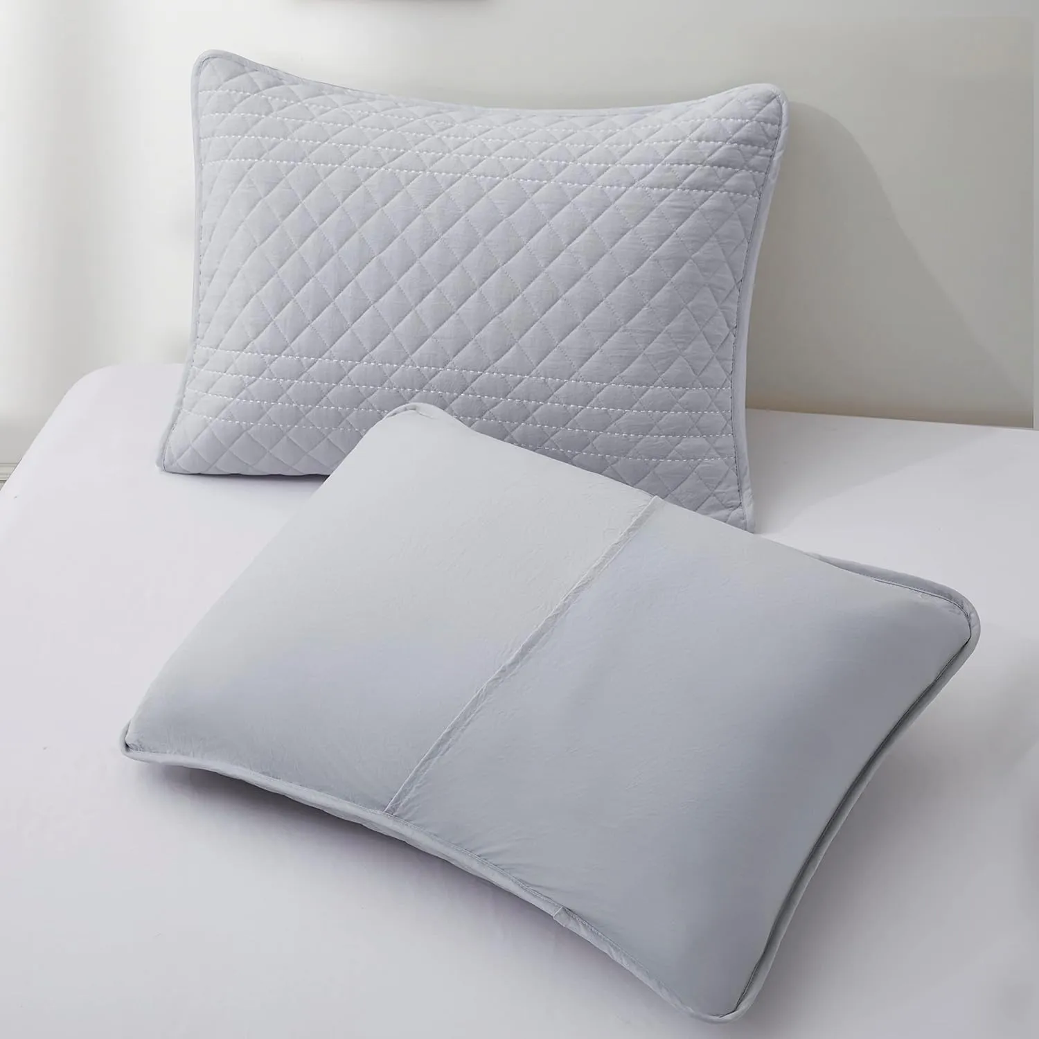 Bonlino Barley Bedding Quilt Set Bedspread - Lightweight Quilt Set Summer Farmhouse Modern Boho Style Striped Bedspread Coverlet with 2 Pillow Shams for Home Bedroom All Season (Grey, Oversized King)