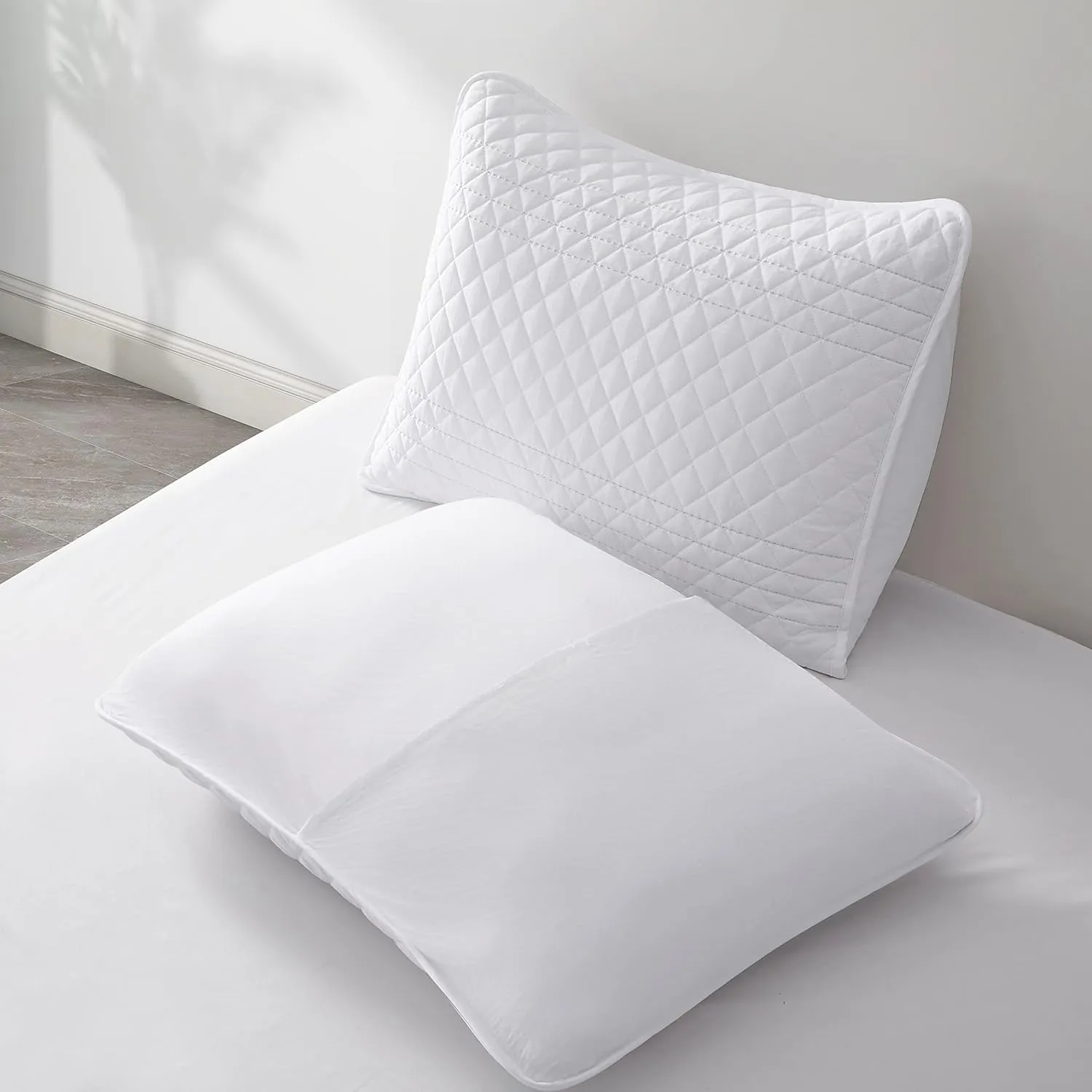 Bonlino Barley Bedding Quilt Set Bedspread - Lightweight Quilt Set Summer Farmhouse Modern Boho Style Striped Bedspread Coverlet with 2 Pillow Shams for Home Bedroom All Season (White, King)